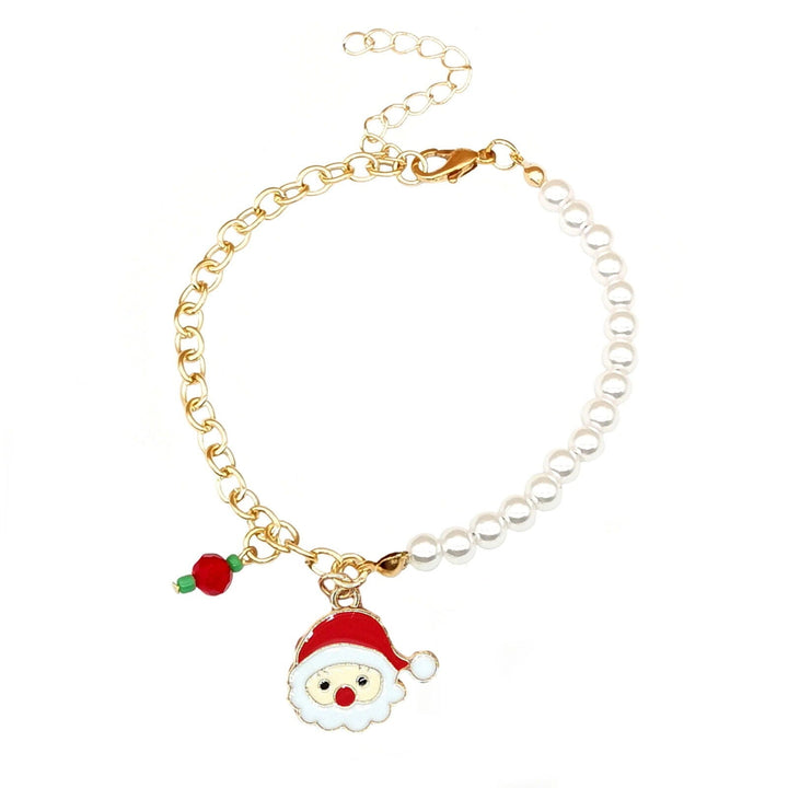 Women's Christmas charm bracelet, adjustable, with Santa, tree & snowflake designs.