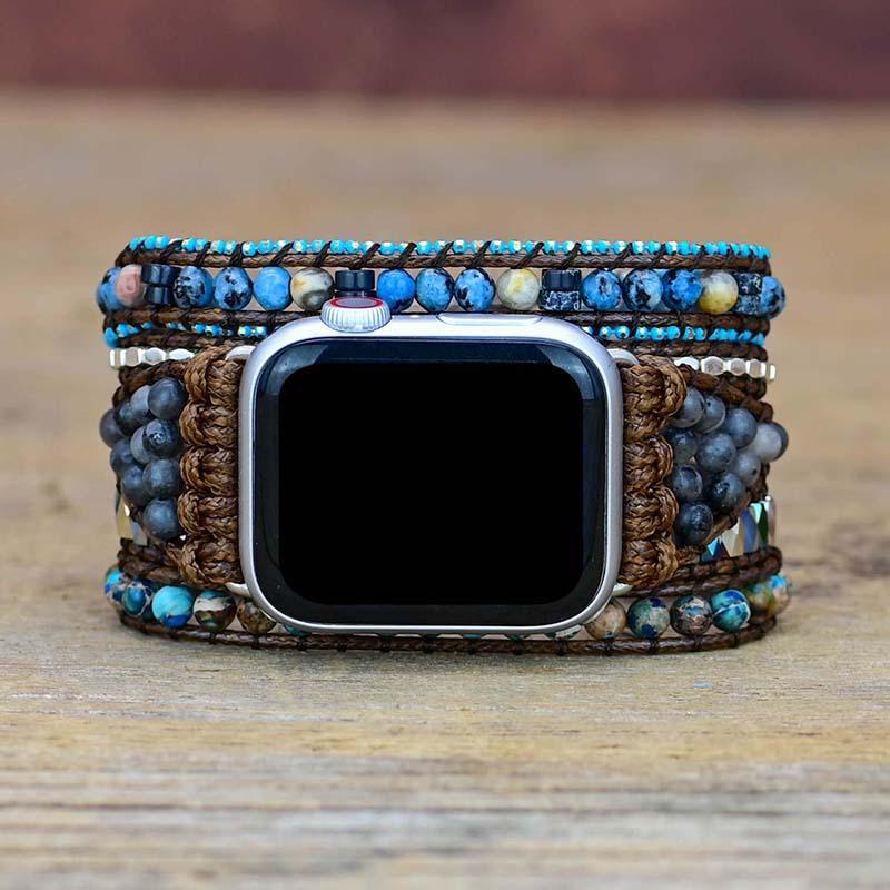 Stylish women's Azure gemstone Apple Watch strap, a handcrafted natural stone band bringing serenity to your wrist.