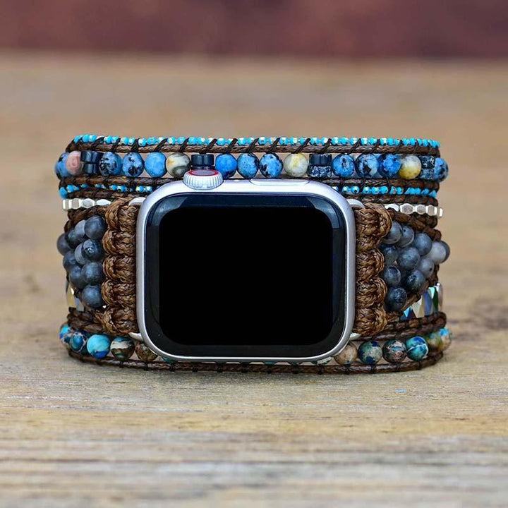 Stylish women's Azure gemstone Apple Watch strap, a handcrafted natural stone band bringing serenity to your wrist.