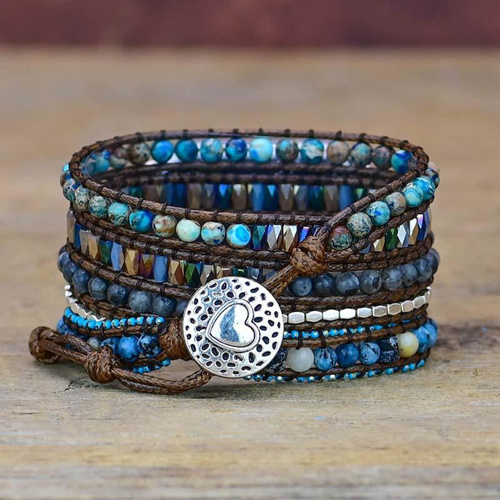 Beautiful women's Azure gemstone Apple Watch strap. Natural crystal healing band, a unique smartwatch accessory.