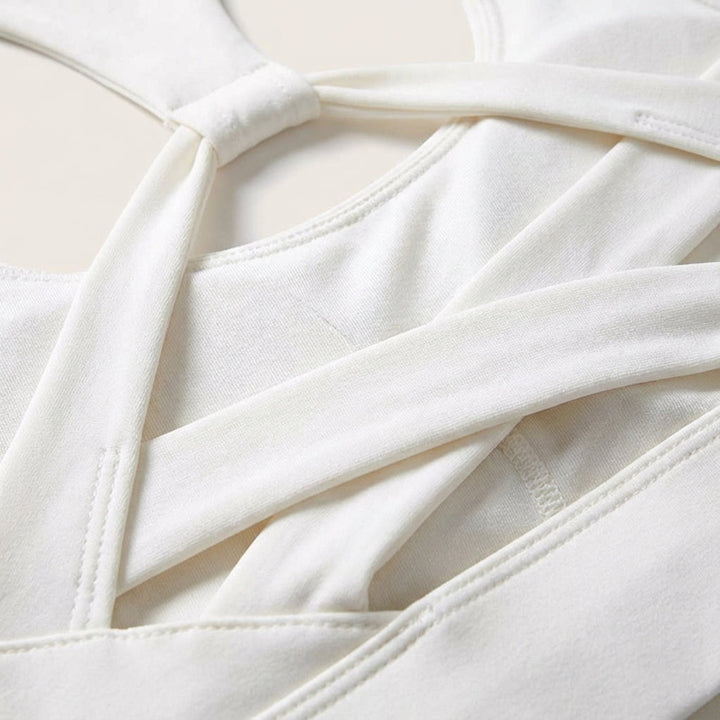 Kimberly backless laced sports top for women, quick-dry fabric, ideal activewear for fitness.