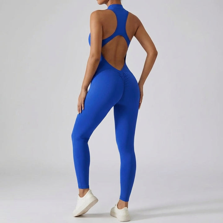 Seamless microfiber backless tracksuit for women, scrunch butt for enhanced curves