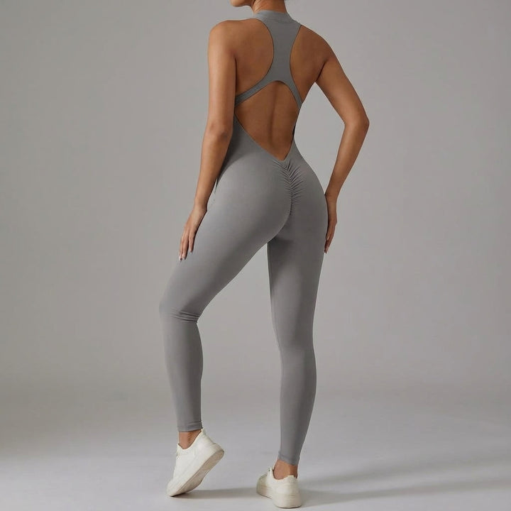 Athletic backless romper, women's fitness clothing, scrunch butt, comfortable & stylish