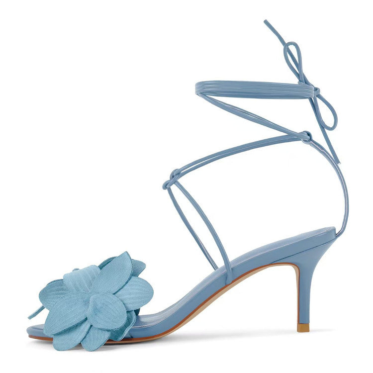 Beatrice women's heels: elegant open toe sandals with a kitten heel and stylish ankle tie details.