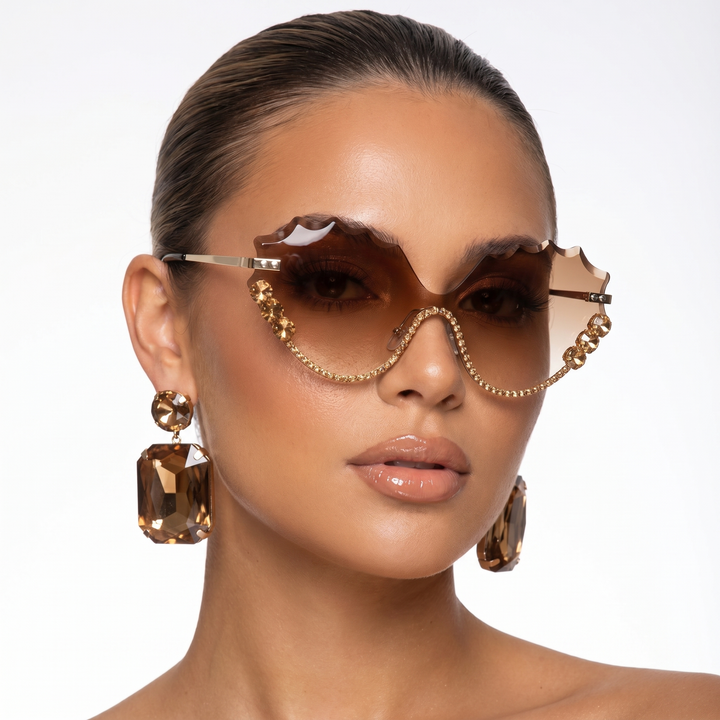 Women's Bellanova oversized rimless sunglasses with UV400 protection for stylish eye safety.