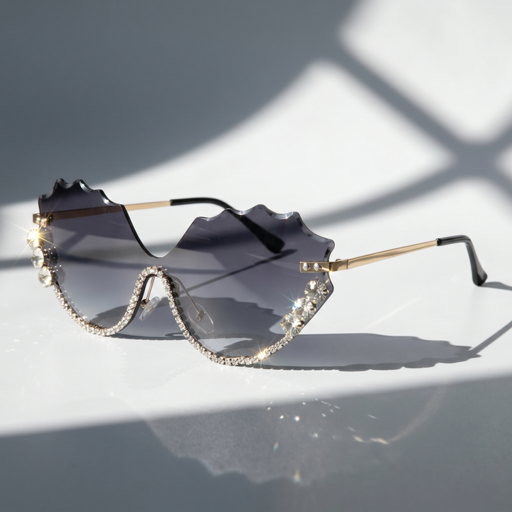 Stylish women's Bellanova oversized rimless sunglasses, perfect travel-ready eyewear with UV400.