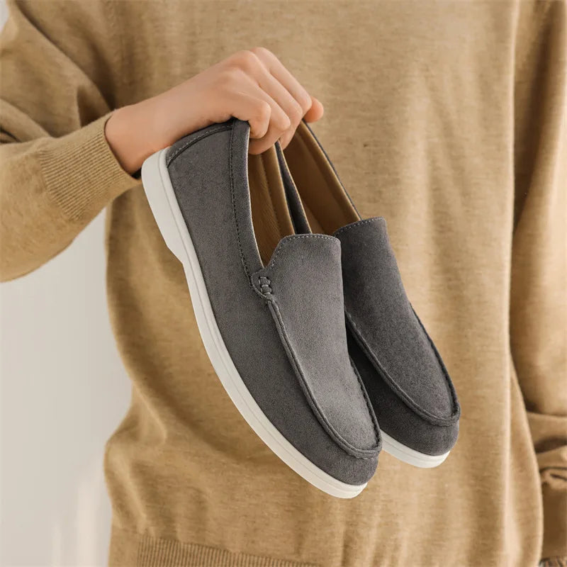Beige women's Belmont loafers, versatile slip-on flats with ultimate comfort & all-day support for walking.
