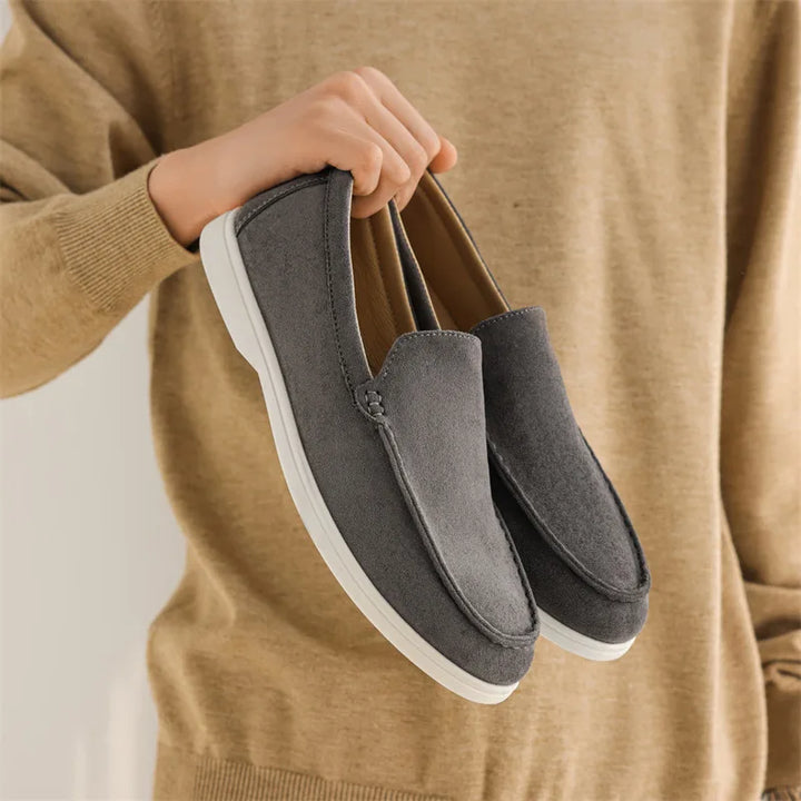 Beige women's Belmont loafers, versatile slip-on flats with ultimate comfort & all-day support for walking.