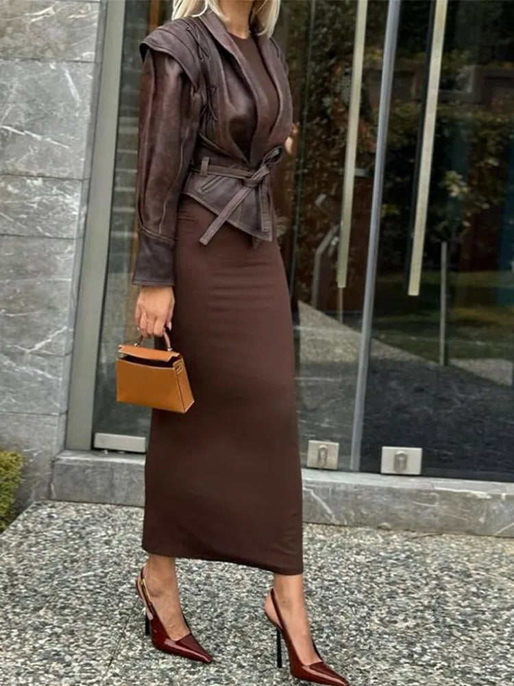 Stylish women's belted jacket, perfect fall/spring outerwear with a classic, elegant design.