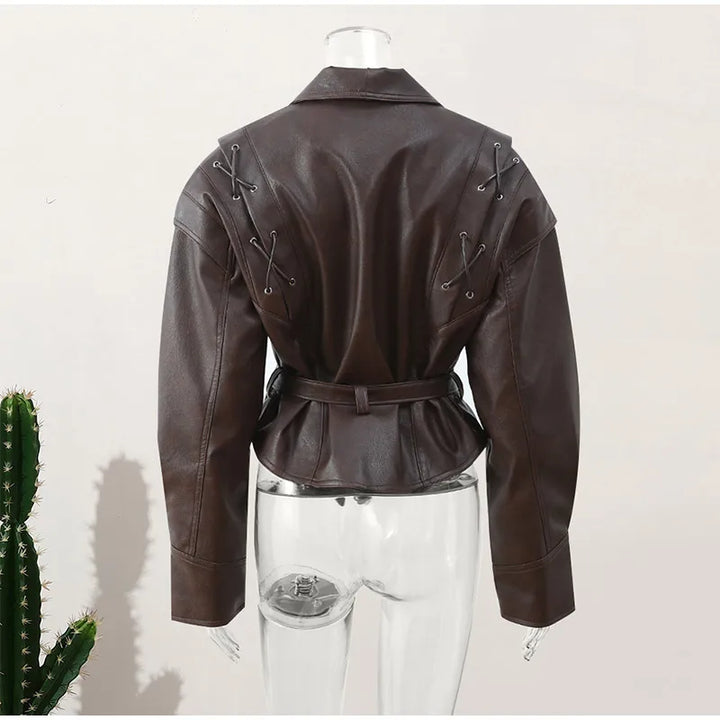 Polished women's belted jacket, classic style for versatile fall and spring fashion. Elegant outerwear.