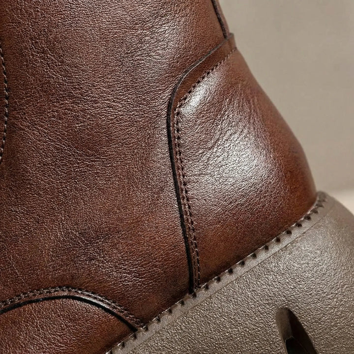 Stylish women's platform lace-up combat boots with arch support. Perfect for fall & winter foot comfort.