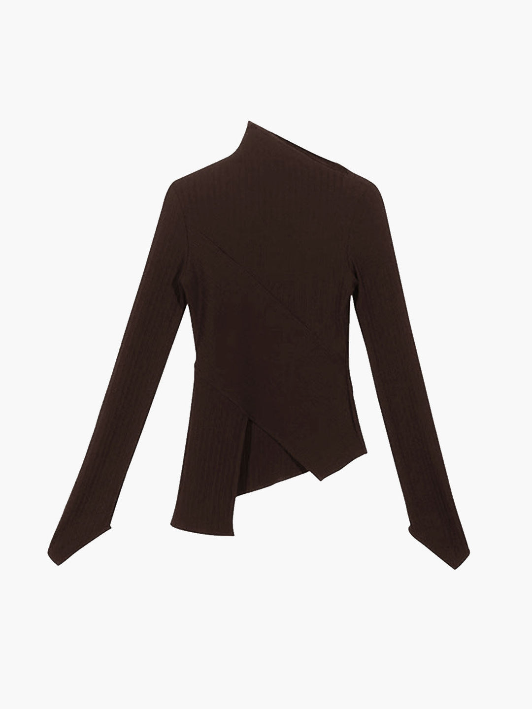 Women's long sleeve asymmetrical black jumper featuring a chic cutout, comfortable cotton blend sweater.