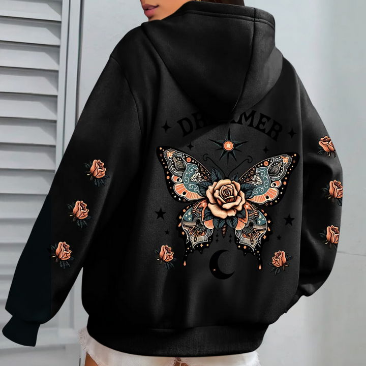 Comfortable black women's hoodie, a cozy sweatshirt for fall fashion & everyday casual wear.