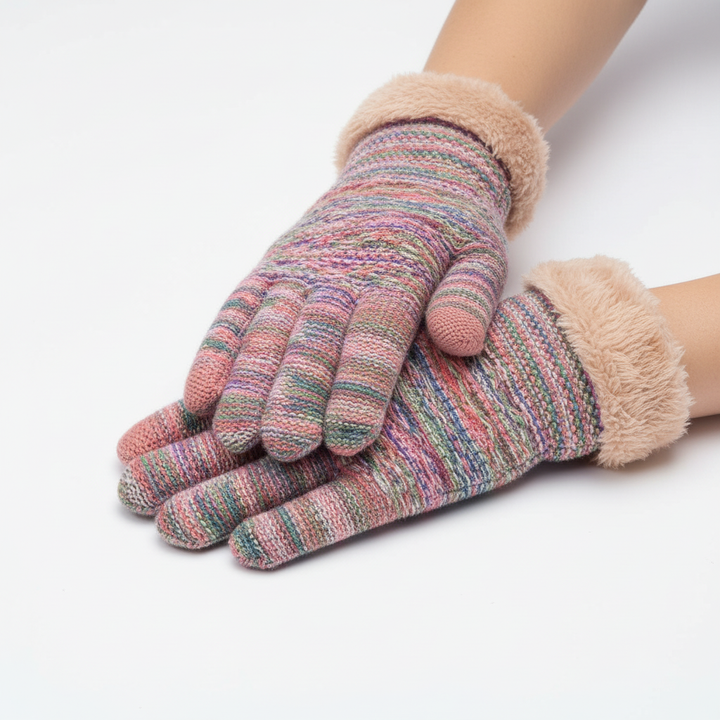Packaging shot of PolarKnit women's fleece lined touchscreen gloves, ready for gifting