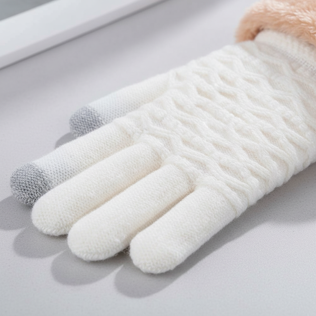 Stylish women's fleece lined gloves in grey, perfect for warm winter accessories