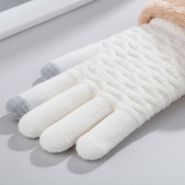 Stylish women's fleece lined gloves in grey, perfect for warm winter accessories
