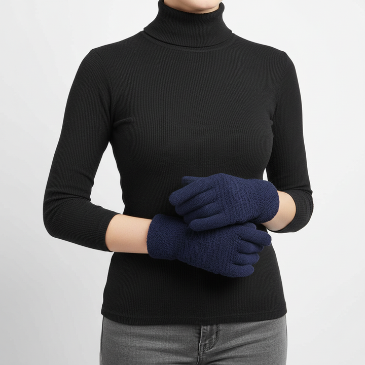 Warm women's winter gloves with fleece lining and touchscreen capability in a vibrant color