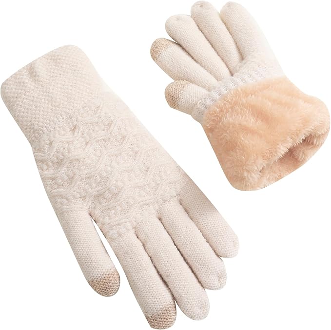 Ergonomic design of women's cold weather gloves, ensuring flexibility and touchscreen functionality.