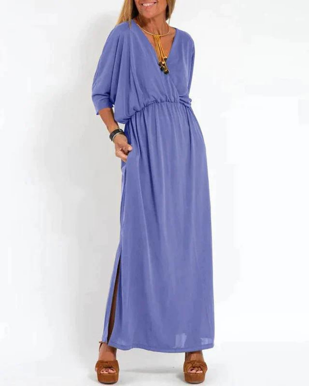 Comfortable women's black midi dress. Flowy fabric & adjustable straps ensure a perfect fit for any occasion.