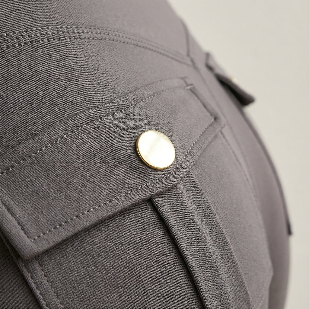 Comfortable women's high-waisted cargo leggings, black, ideal for sport or casual wear.