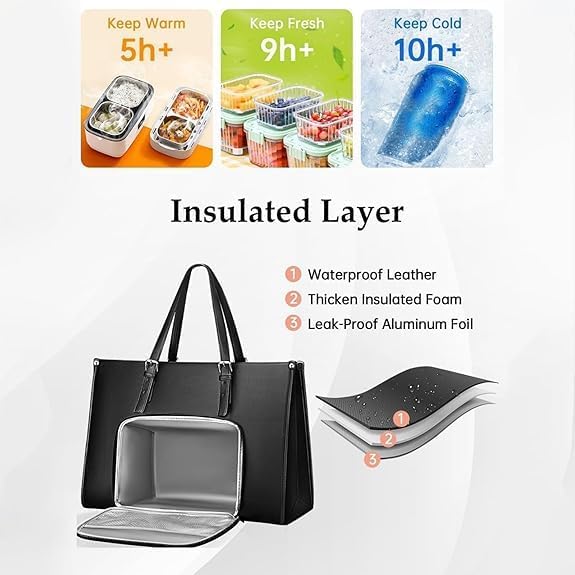 Women's multi-functional insulated tote bag, ideal for carrying lunch and laptop, lifestyle shot