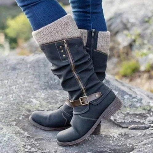 Versatile women's knee-high boots, featuring cushioned, slip-resistant soles for supportive & comfortable walking.
