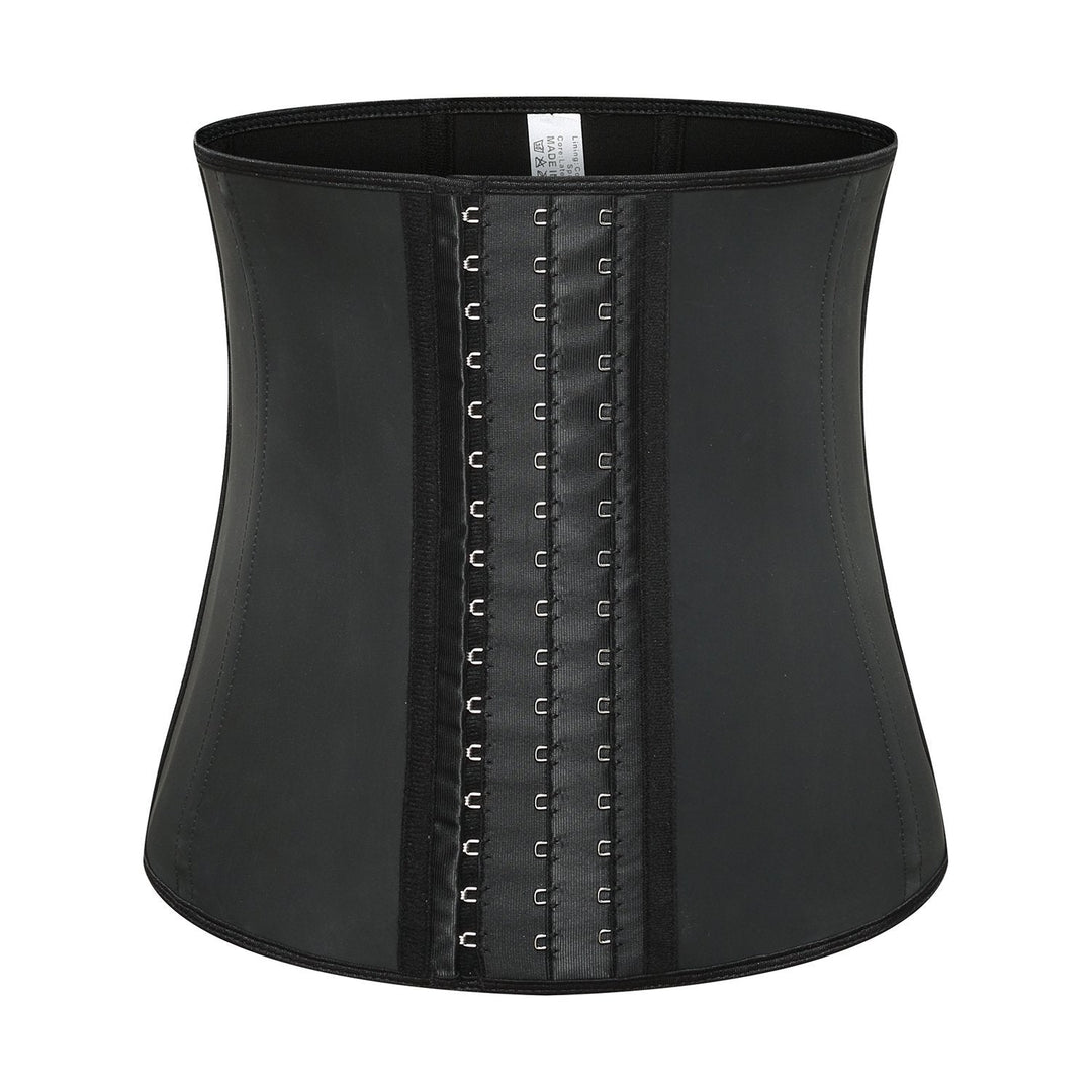 Various sizes of women's latex waist trainers displayed, catering to different body types for hourglass.