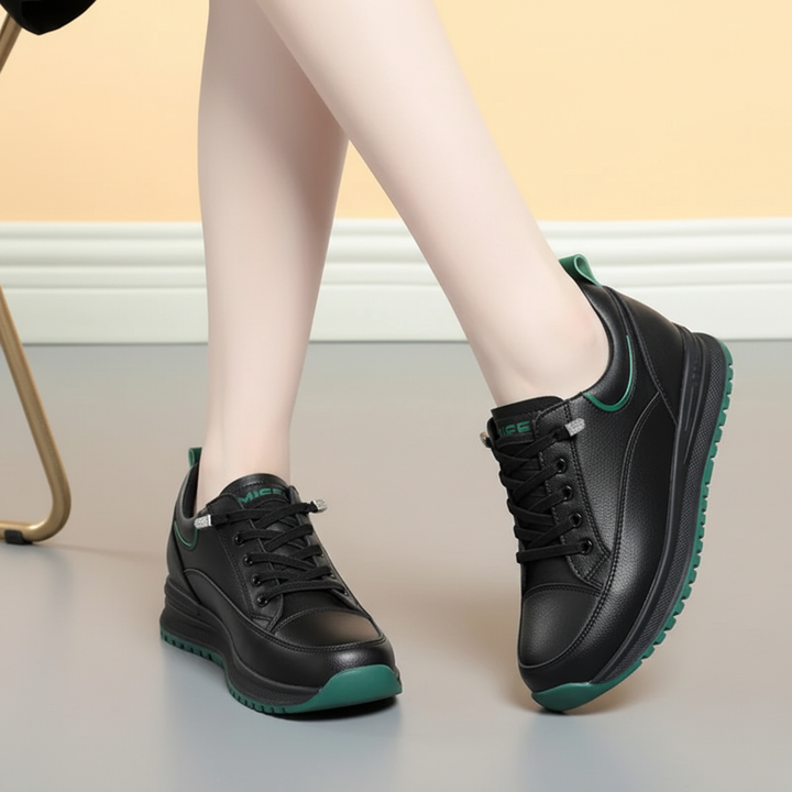 Durable women's comfort shoes, waterproof leather with anti-slip profiled outsole for secure footing