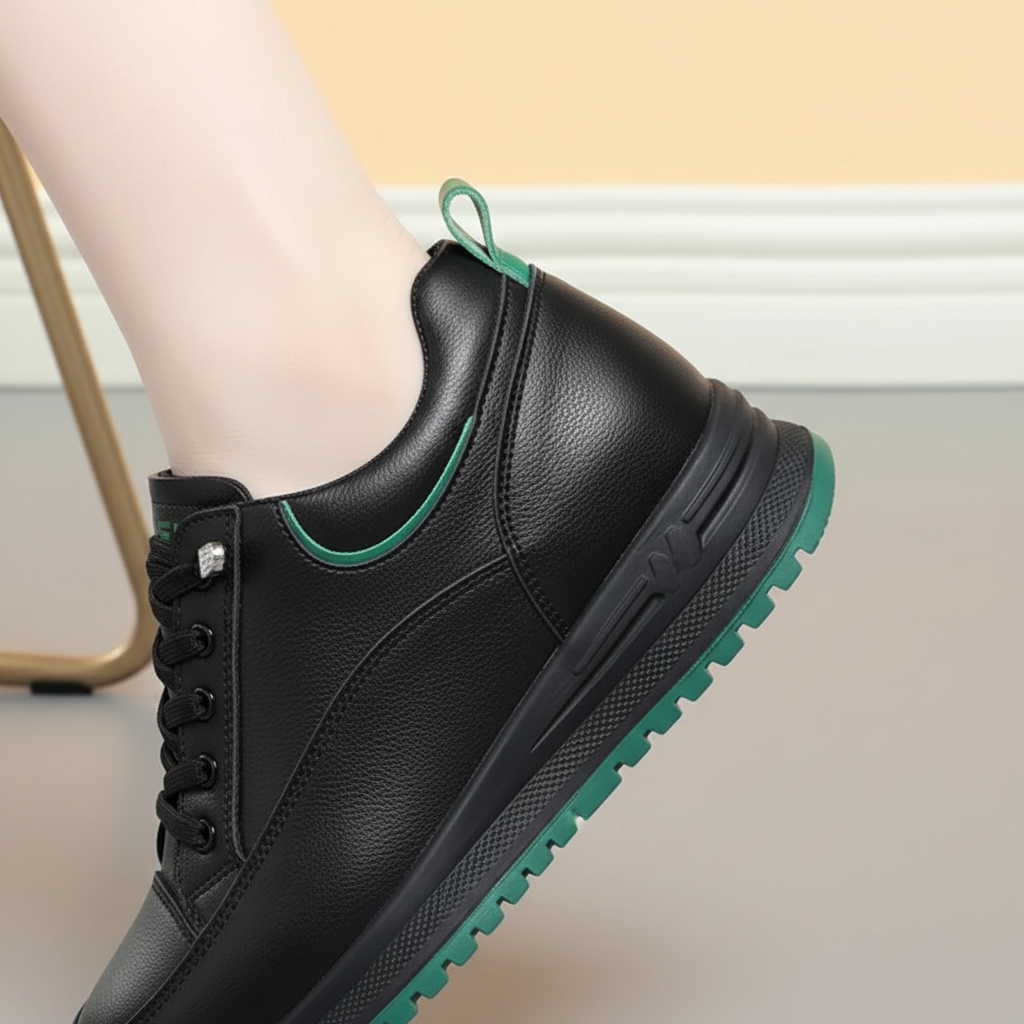 Protective women's work shoes: waterproof leather upper, anti-slip rubber sole for autumn/winter wear