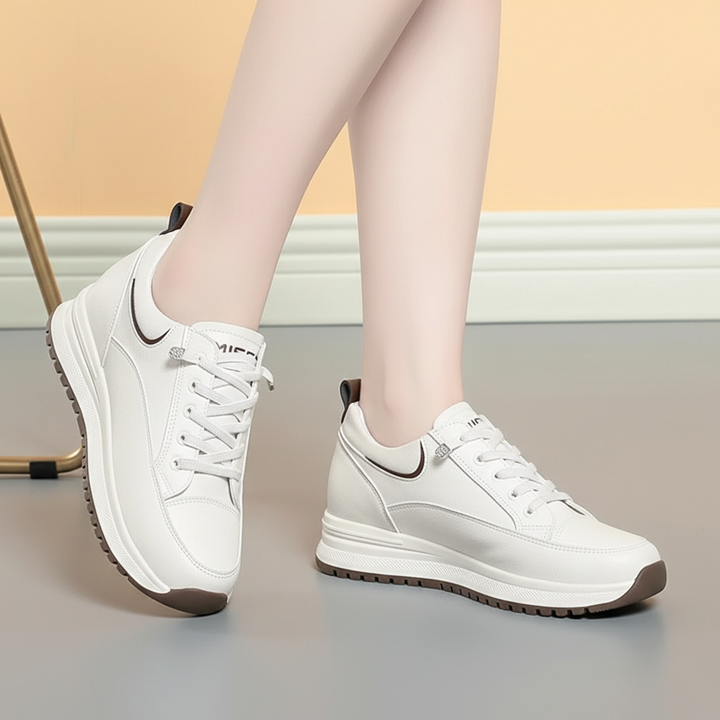 Autumn/winter women's footwear: waterproof leather shoes with robust anti-slip rubber sole for protection