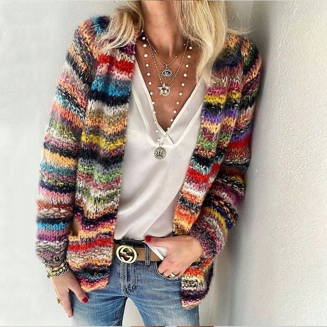 Women's black open front cardigan. Relaxed fit long sleeve sweater, perfect for cozy fall layering or everyday casual wear.