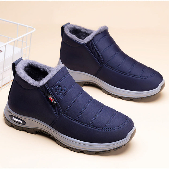 Blue women's casual ankle boots, featuring orthopedic support for all-day winter comfort.