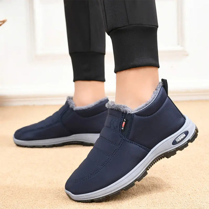 Red women's warm ankle boots, perfect cold weather footwear with ultimate orthopedic comfort.