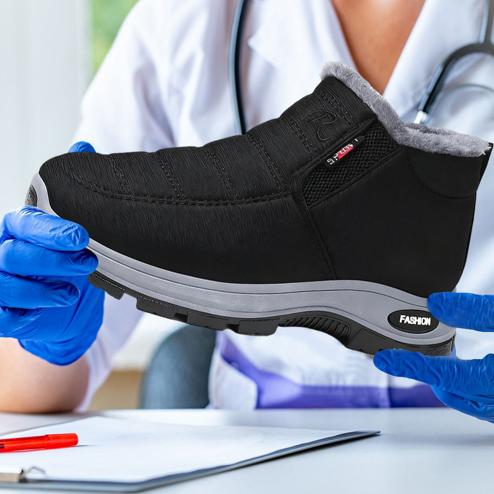 Warm women's black orthopedic ankle boots, designed for cold weather and supreme comfort.