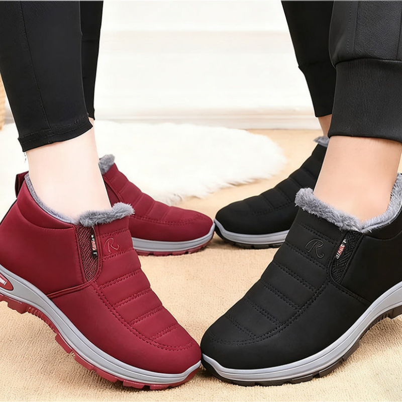 Women's warm orthopedic ankle boots for winter, ultimate comfort in black, blue, or red.