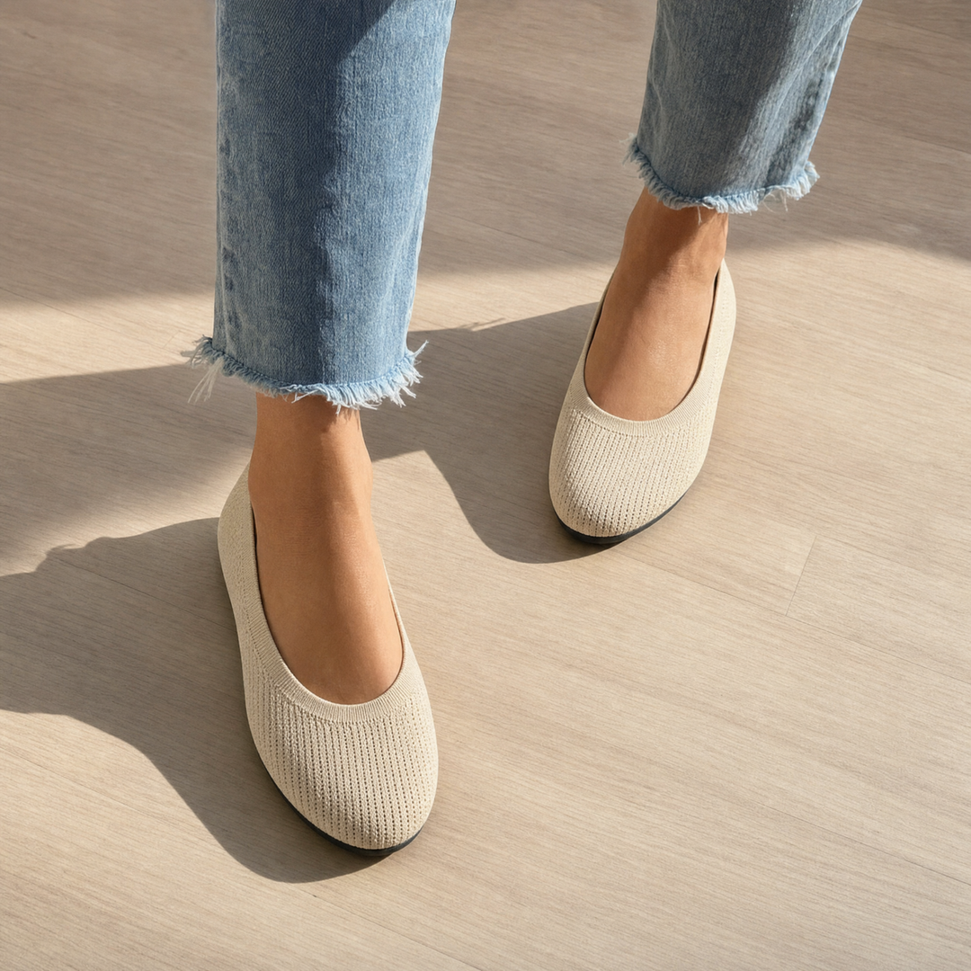 Side view of women's orthopedic slip-on shoes with arch support, ideal for foot pain relief & comfort.