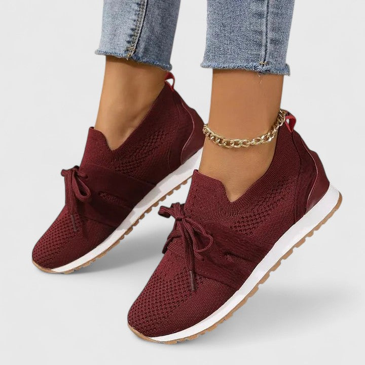 Comfortable women's orthopedic walking sneakers with non-slip sole, easy slip-on design for active daily support.