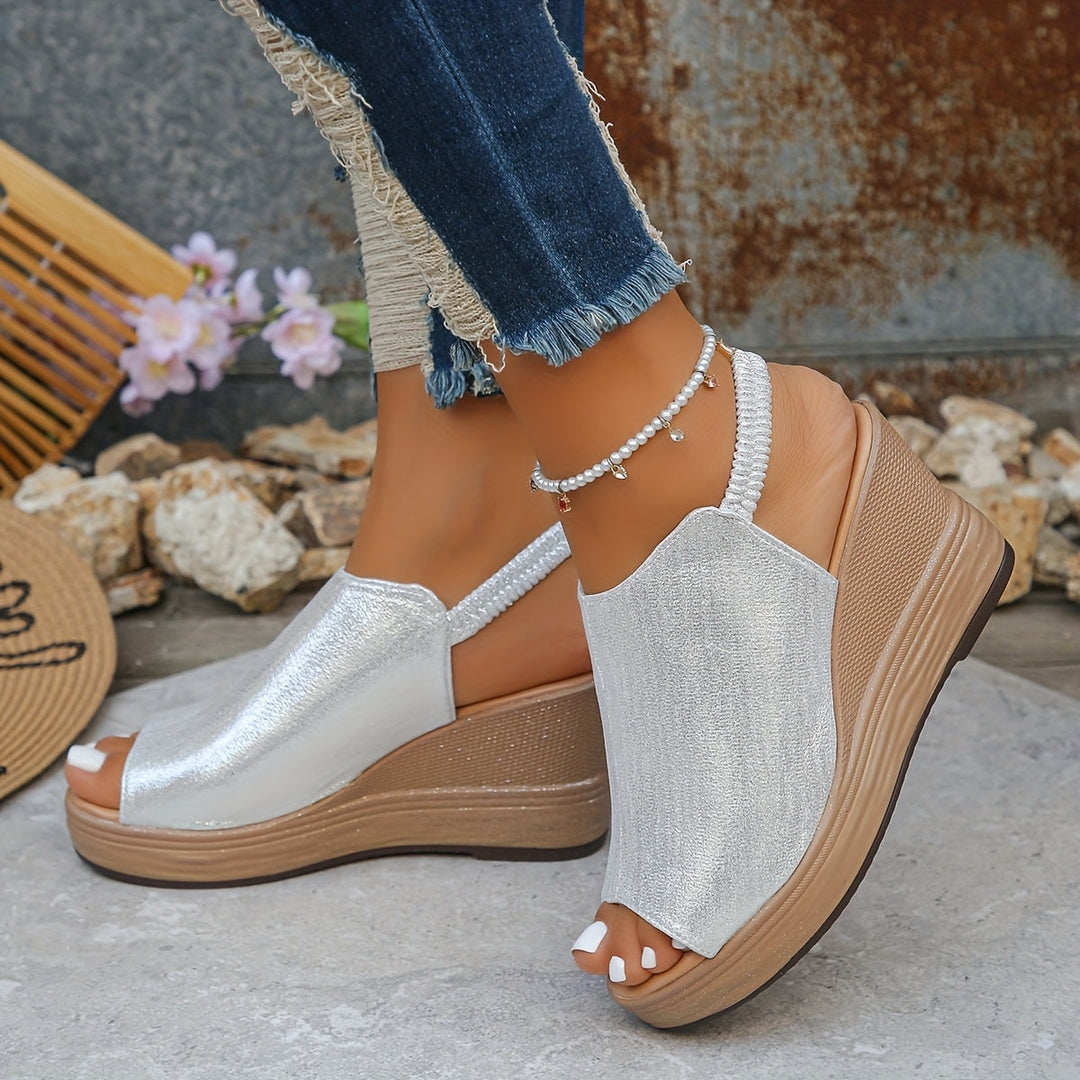 Supportive women's wedge sandals with orthopedic arch support. Perfect for casual or elegant summer outfits.