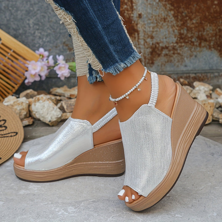 Supportive women's wedge sandals with orthopedic arch support. Perfect for casual or elegant summer outfits.