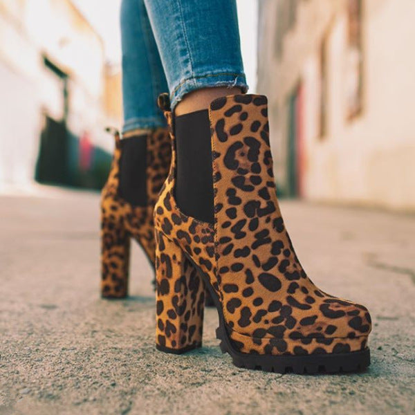 Comfortable women's slip-on platform booties with a sturdy block heel, ideal for casual & evening outfits.