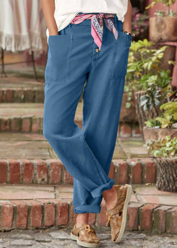 Adjustable high waist women's wide leg trousers in a relaxed fit. Effortless style & comfort.