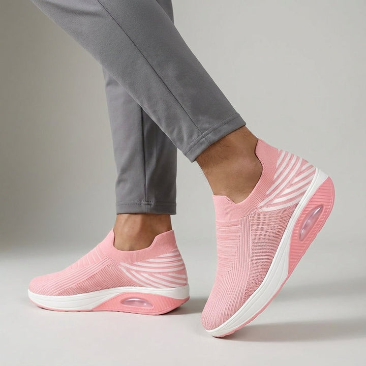 Felicia women's grey breathable slip-on wedge sneakers, ideal for active wear.