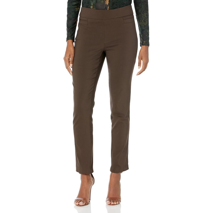 Women's black super stretch career trousers with welt pockets, perfect for professional workwear.