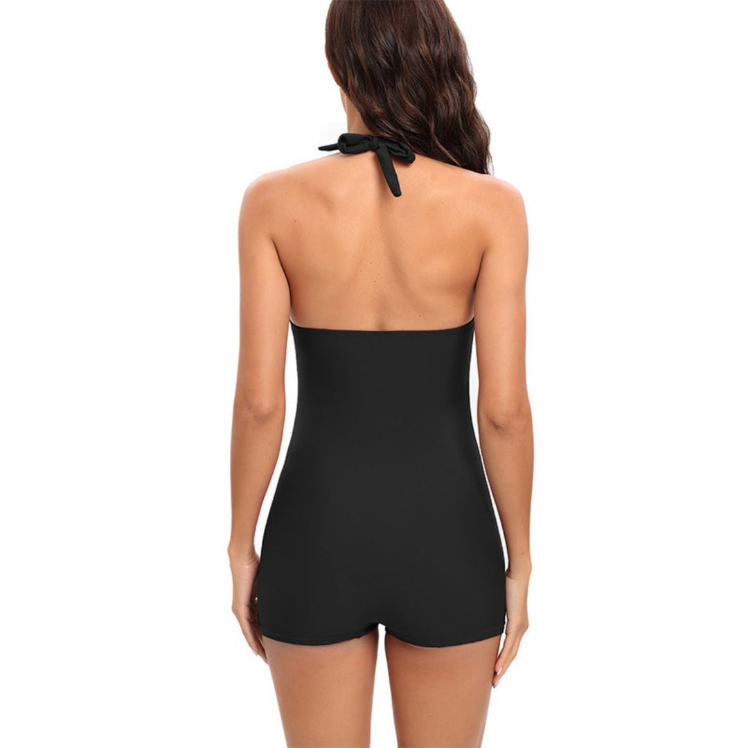 Plus size women's tummy control swimsuit, designed for comfort and a smooth look.