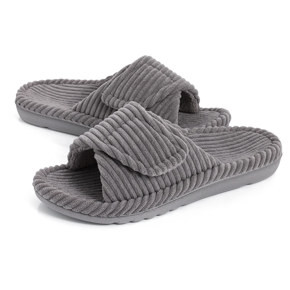 Relaxed women's Bliss Corduroy slides, cushioned comfort slippers for cozy home footwear.