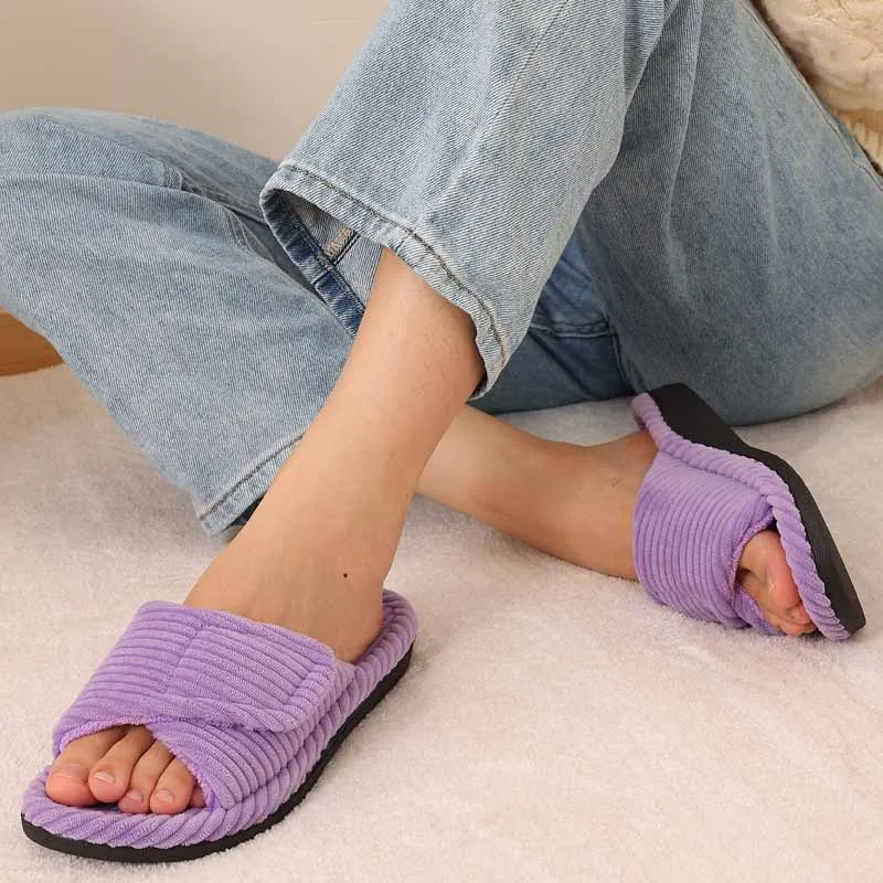 Stylish women's Bliss Corduroy slides, perfect relaxed casual slippers for home comfort.