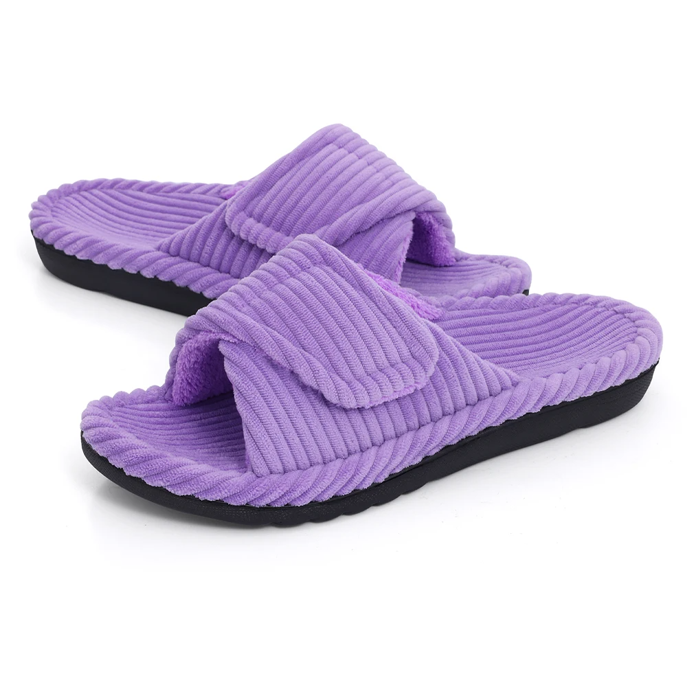 Adjustable women's Bliss Corduroy slides, cushioned and non-slip for maximum home comfort.