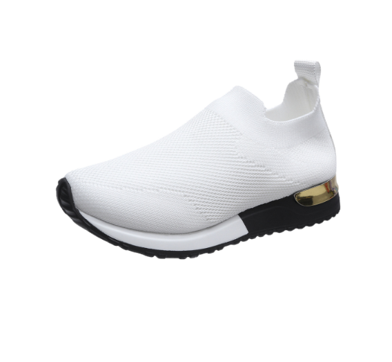 Stylish women's lace-free slip-on sneakers by BlissWalk, featuring ergonomic design & cushioned heels for casual wear.