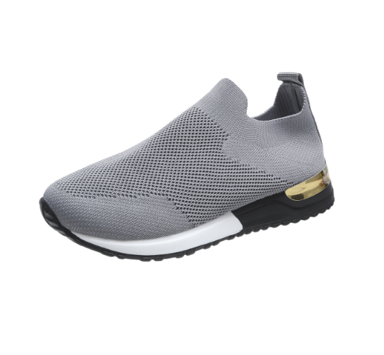 BlissWalk women's ergonomic sneakers, lace-free with cushioned heels, perfect for comfortable daily wear & casual fashion.
