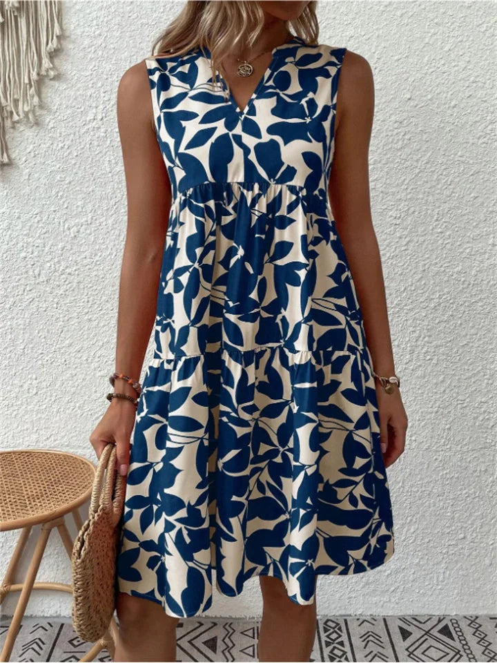 Elegant women's a-line floral summer dress, flowy & comfortable. Ideal for casual wear, parties, or spring events.